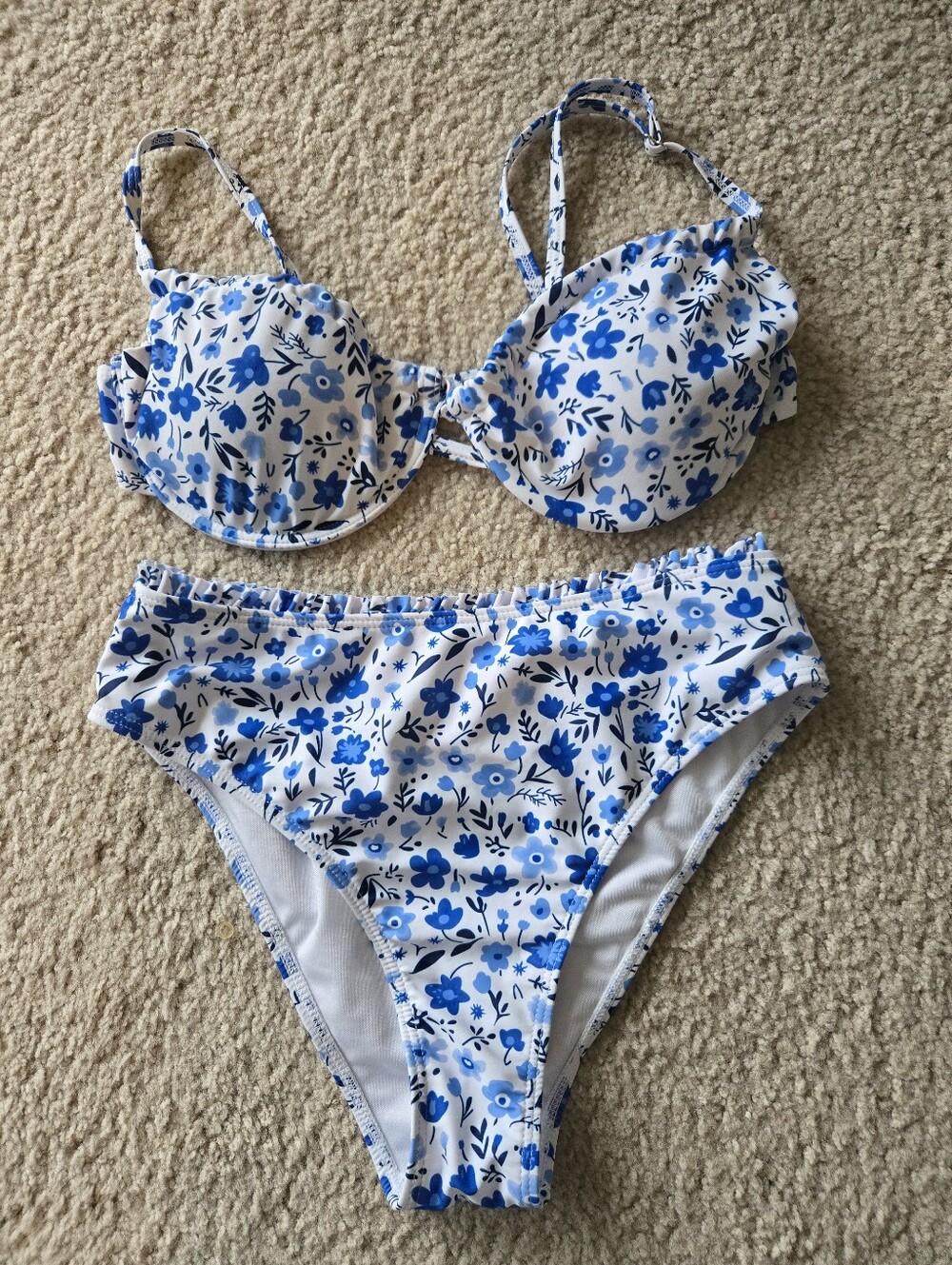 Blue Floral Two-Piece Bikini Set